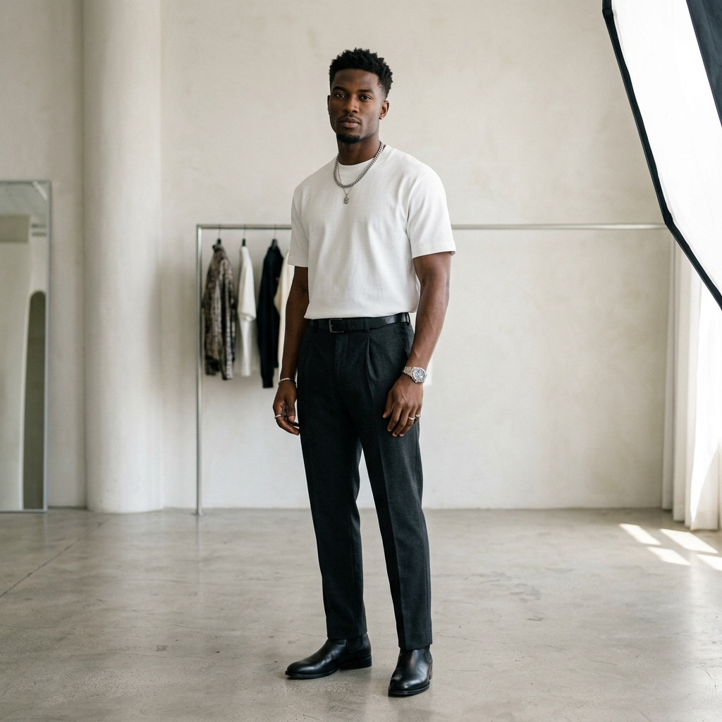 Premium white T-shirt on model